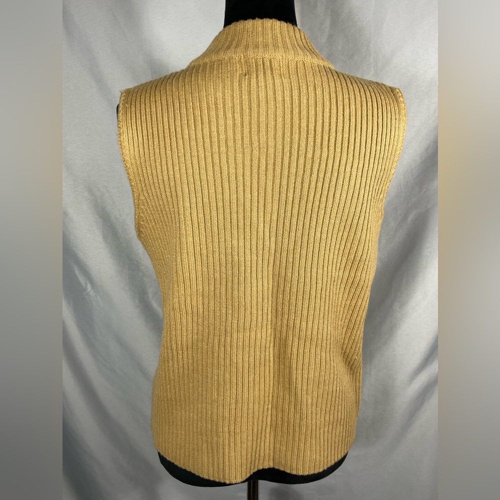 Designers Studio Originals Suede Front Sweater Vest Womens Tan Camel Zip Sz M - Picture 2 of 10